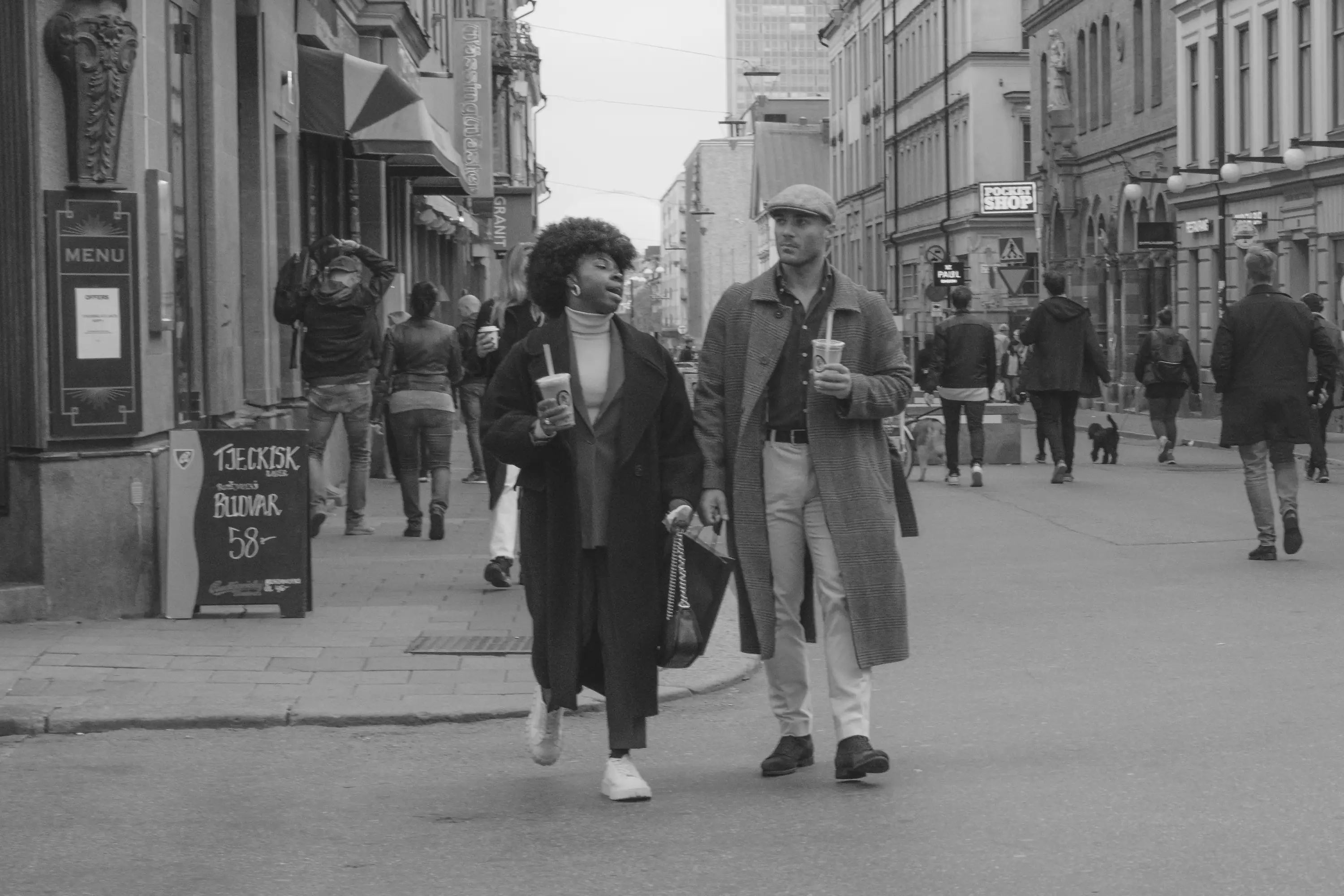 Two people drinking bubble tea in Södermalm